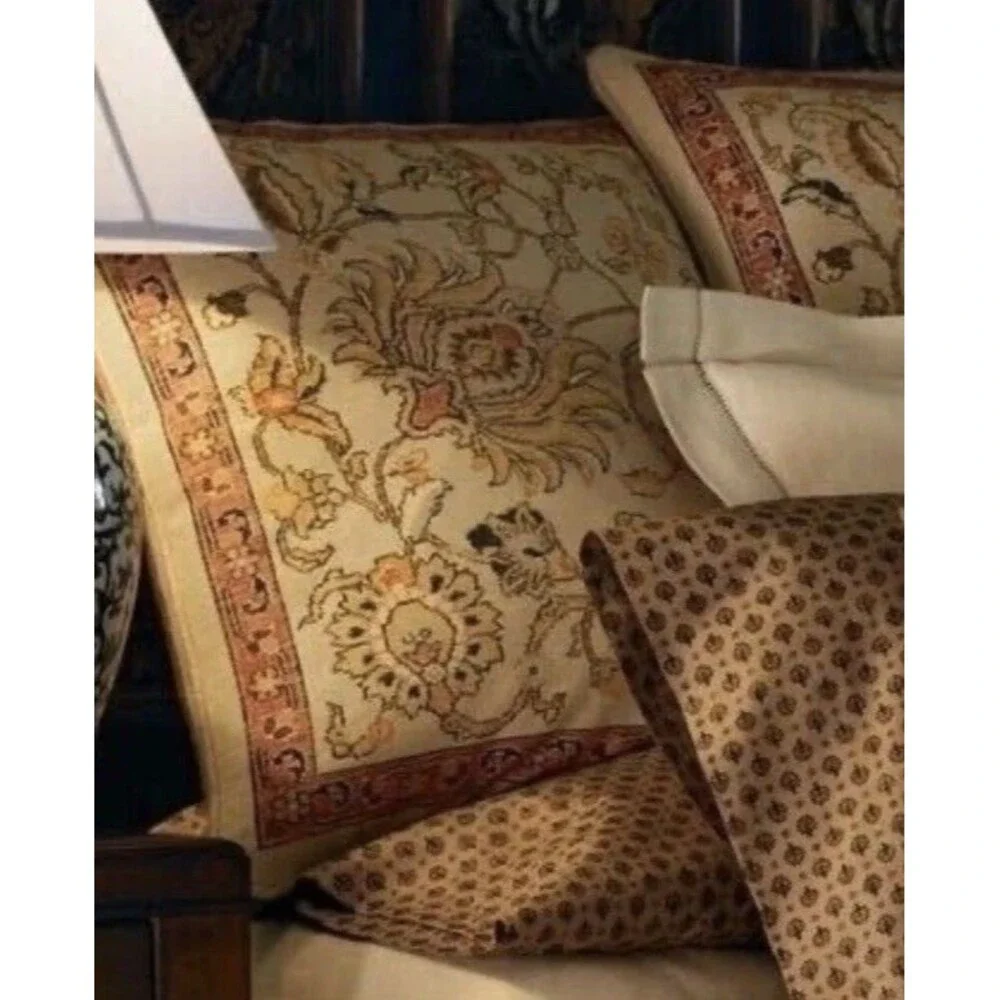 (1) Rare Ralph Lauren Northern Cape Tapestry Pillow Sham Double Sided Zip Cotton